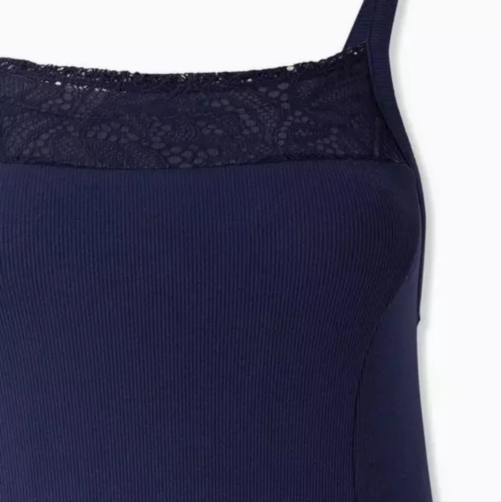 1X • Torrid • Navy Lace Inset Neckline Midi Rib Trapeze Dress - Picture 4 of 5